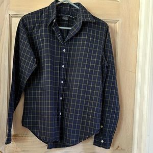 Ralph Lauren Sport Blue/Black/Yellow Plaid Cotton
Twill Shirt. Women's size 10